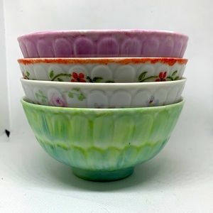 Vintage 1964 hand painted signed rice bowls